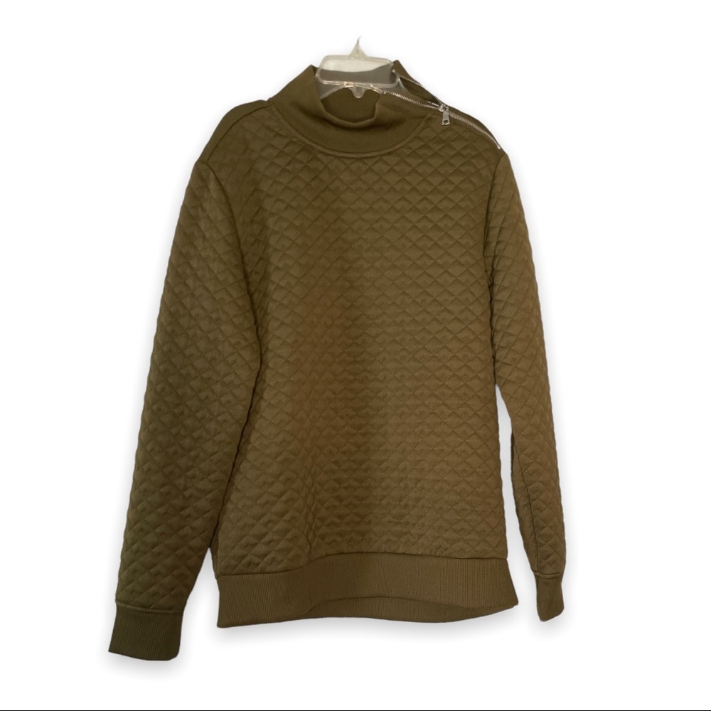 Inc. International Concepts Mens Jacket Quilted Sweatshirt Dark Olive Medium